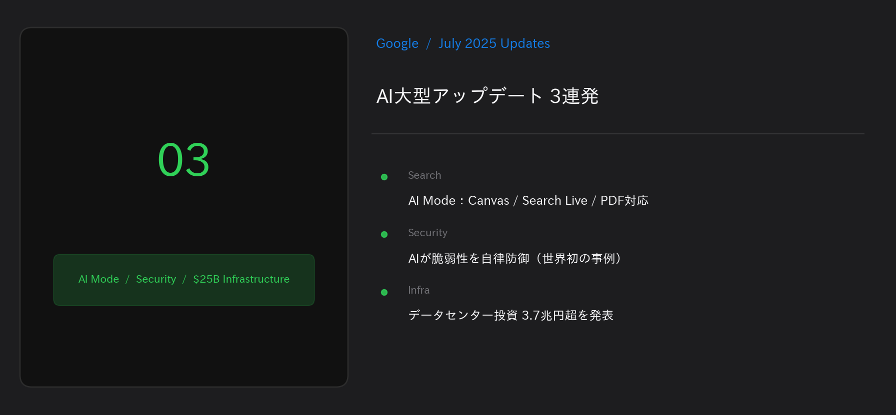 Google AI 大型アップデート 7月