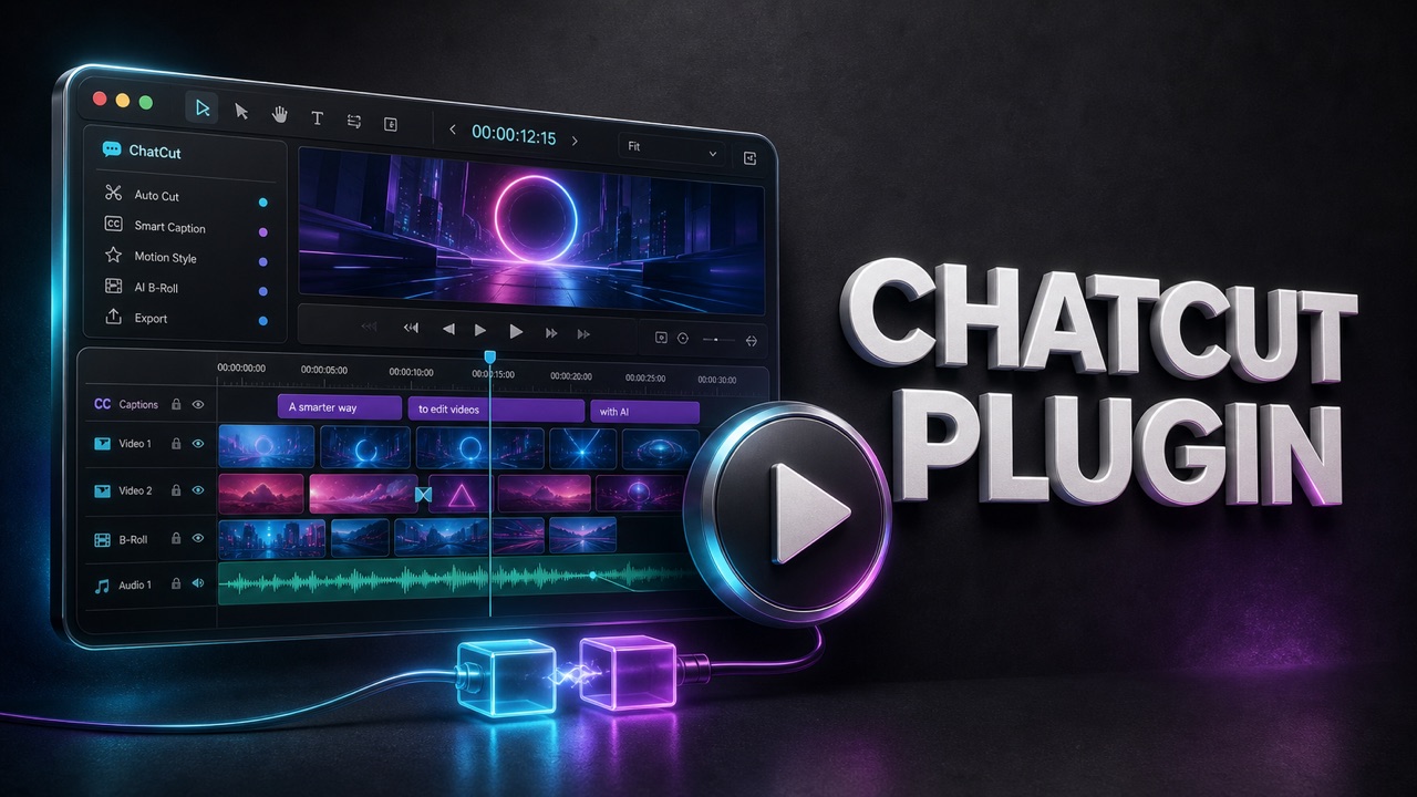 ChatCut pluginのAI動画編集画面をイメージしたアイキャッチ画像